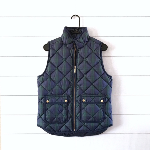 J.Crew Blue Plaid Zip Puffer Quilt Excursion Vest - Picture 5 of 8